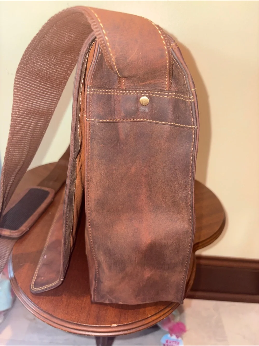 Visconti Messenger Bag Mens Classic Leather Crossbody bag brown leather + Suede